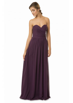 A-line Sweetheart Neck Purple Pleated Chiffon Bridesmaid Dress 